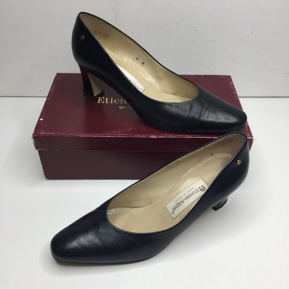 Etienne Aigner Womens Pumps Taylor Lenvy All Leather Upper Navy Blue Size 9M - Picture 1 of 12